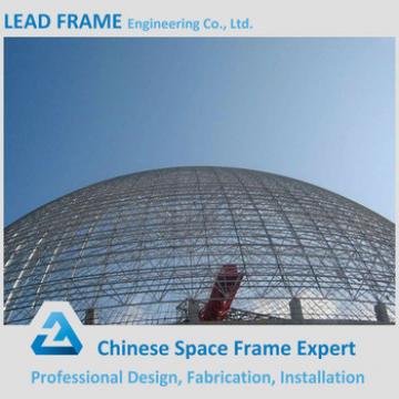 Economic anti-wind steel space frame for limestone storage domes