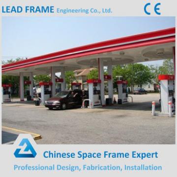 Steel space frame roof system petrol station construction