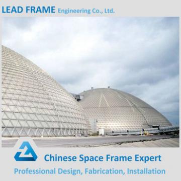Low cost dome space frame for coal storage roof shed