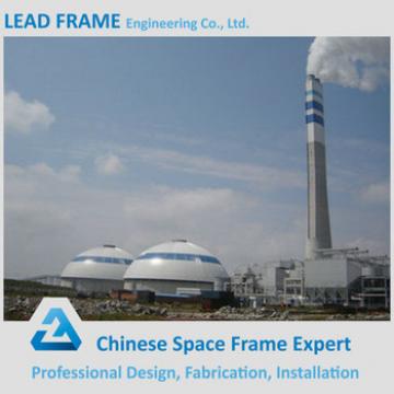 Steel space frame dome coal storage shed building