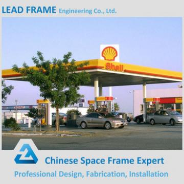 Steel frame structure gas station canopy with outdoor metal roof