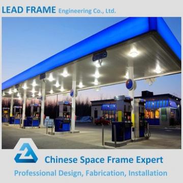 Corrugated lightweight space frame outdoor gas station with canopy