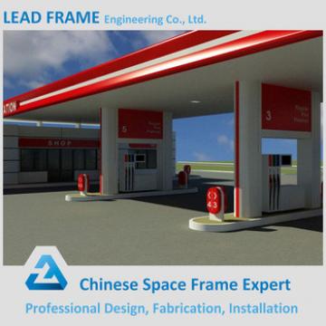Long span grid structure steel frame gas station canopies for sale